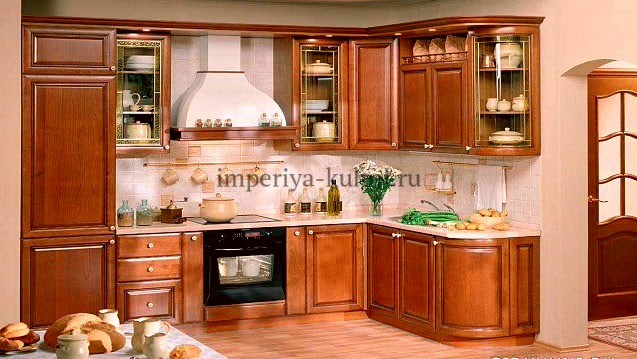 Фото кухни из Массива Дуба. Модель- Татьяна 2. Цвет-56 Светлый